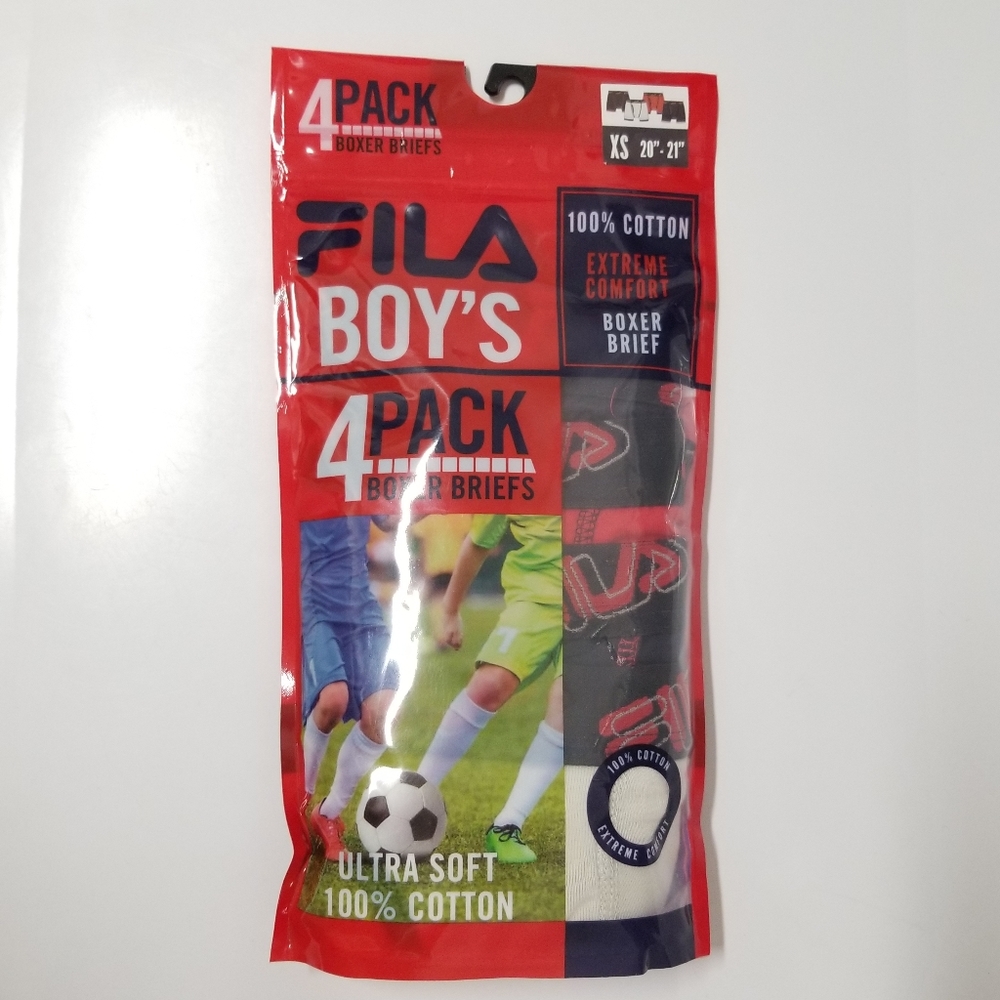 FILA Boy's 4pk Tagless Boxer Briefs XS 4/5 NWT Ultra Soft 100% Cotton - Picture 4 of 8